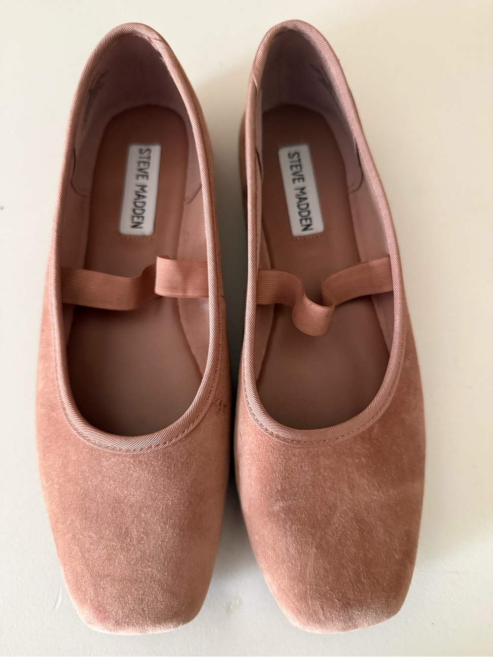 Steve Madden Blush Velvet Ballet Flats with Elastic Strap